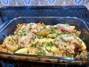 my version of roasted lemon chicken. It looks underwhelming and doesn't have beautiful brown skin.