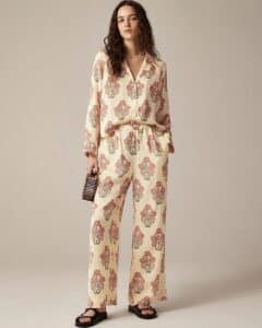 A J Crew matching set in large block print on cream